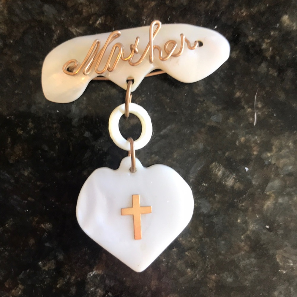 Vintage Mother on pearl brooch